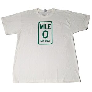 MILE MARKER ZERO KEY WEST x SANDAL FACTORY Men Large White T-Shirt NEW Y2K